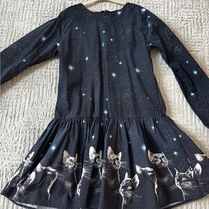 Molo Starry Night Cat Print Dress